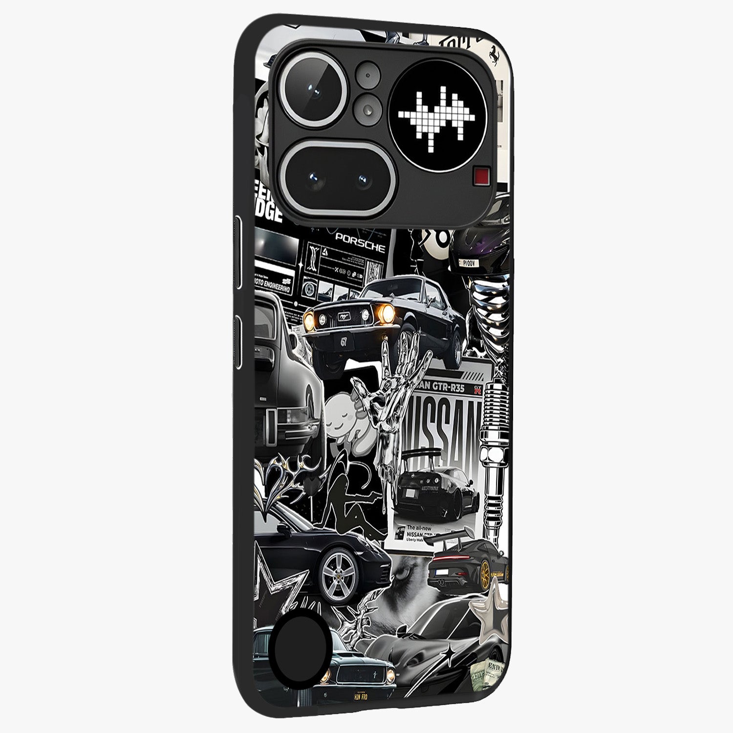 Aesthetic Dark Love Glass Case upright view showcasing dramatic romantic artwork with modern aesthetic style.