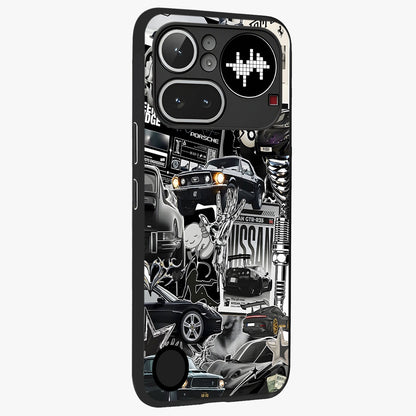 Aesthetic Dark Love Glass Case upright view showcasing dramatic romantic artwork with modern aesthetic style.