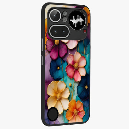 Artlyn Grace Flower Pattern Glass Case upright view showcasing graceful floral artwork with aesthetic botanical style.