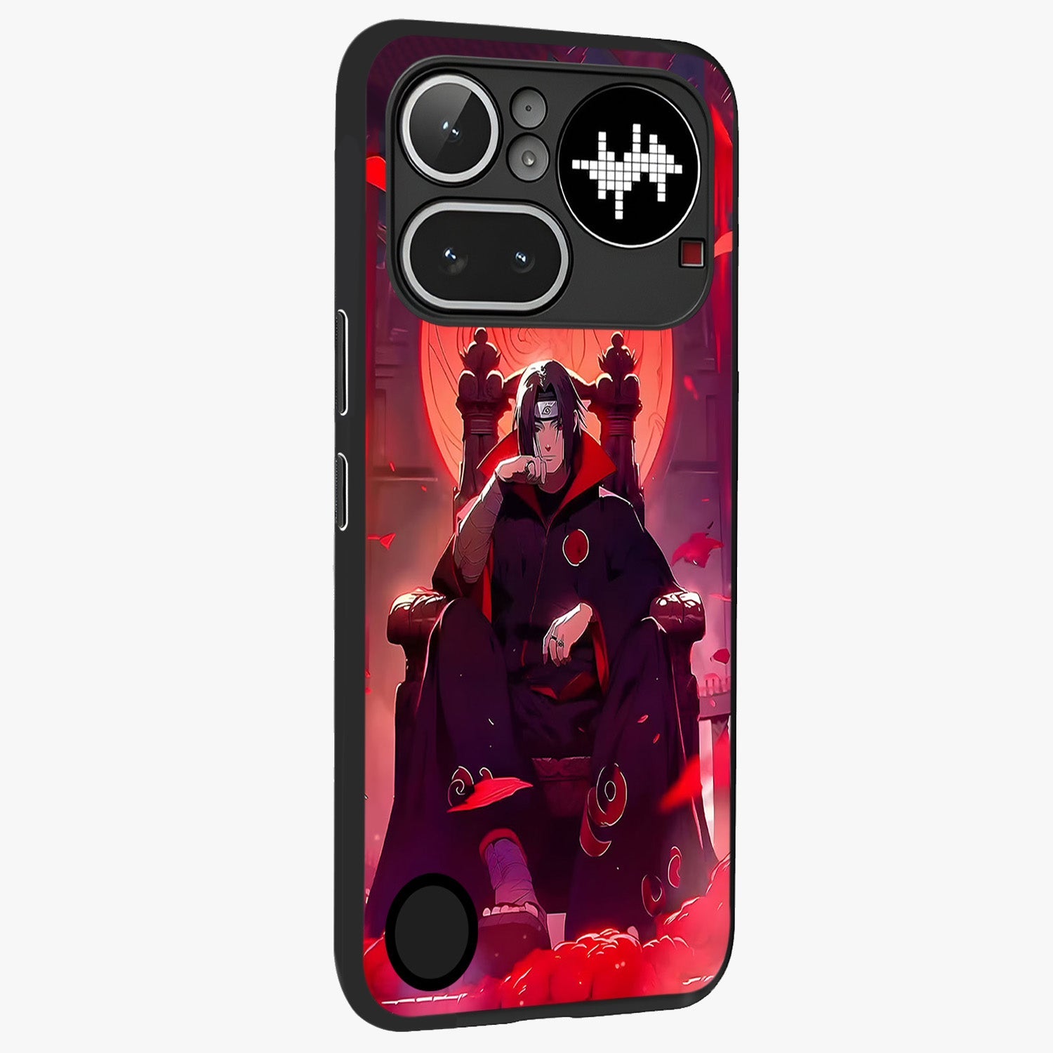 Blood Moon Sovereign Glass Case upright view showcasing powerful moon inspired artwork with cosmic aesthetic style.