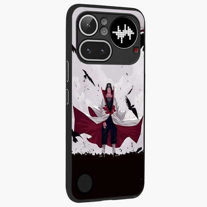 Crimson Crow Ascension Glass Case upright view showcasing dramatic crow artwork with bold gothic theme.
