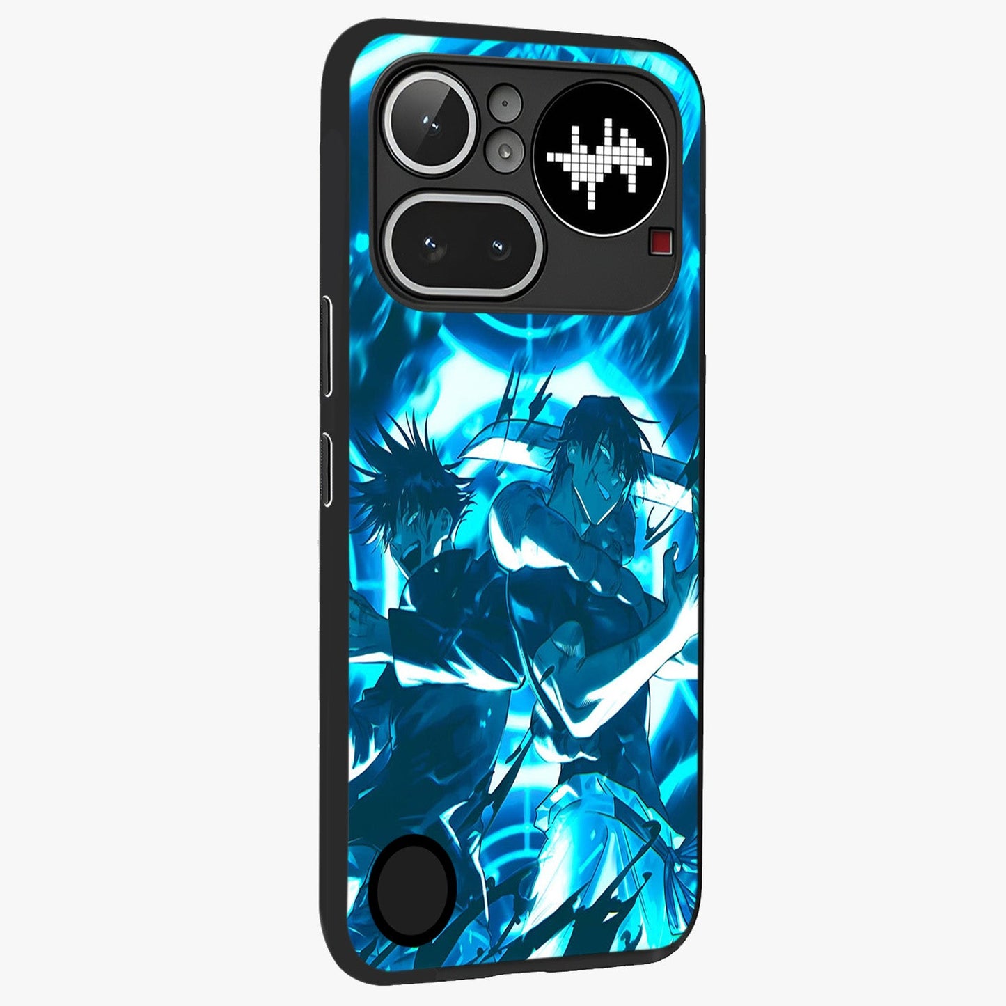 Cursed Energy Clash Glass Case upright view showcasing dramatic clash artwork with bold supernatural theme.