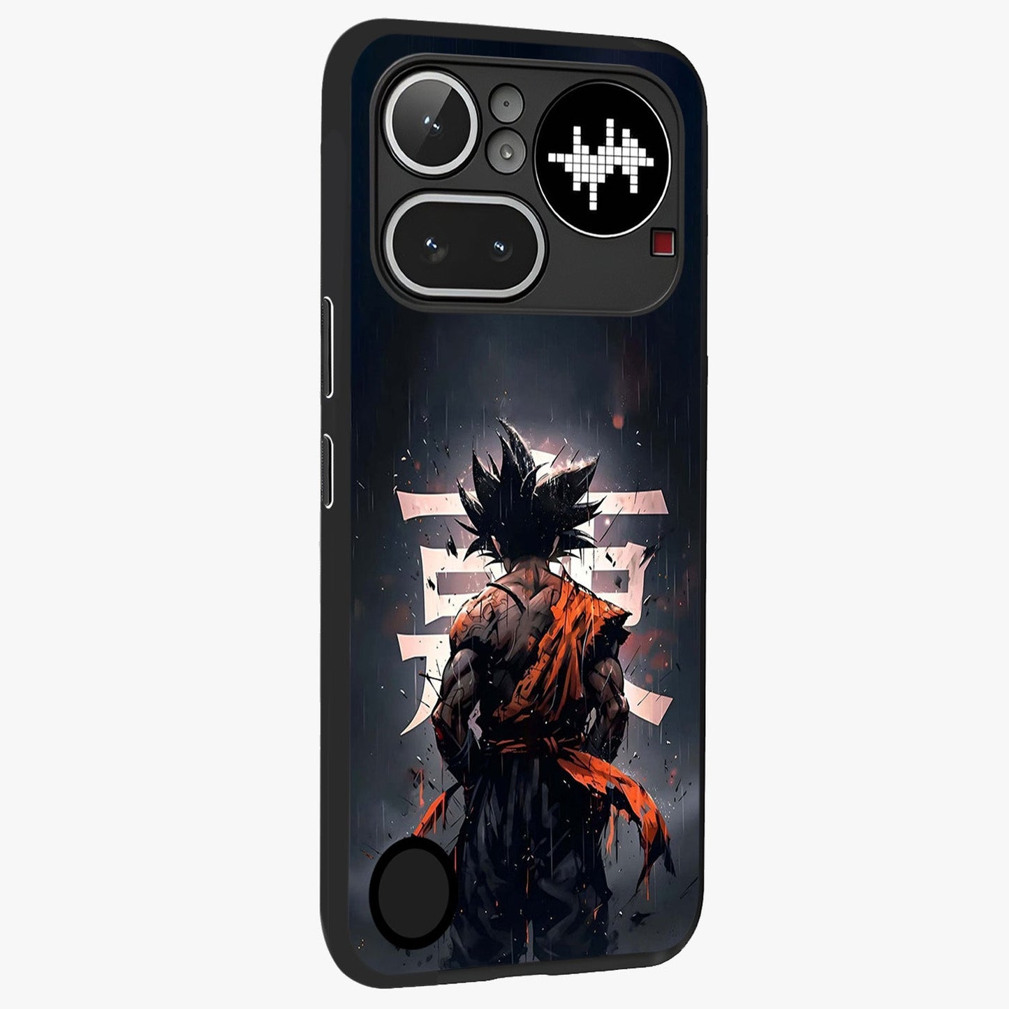 Dark Warrior In Rain Glass Case upright view showcasing powerful rainy battle scene with intense cinematic style.
