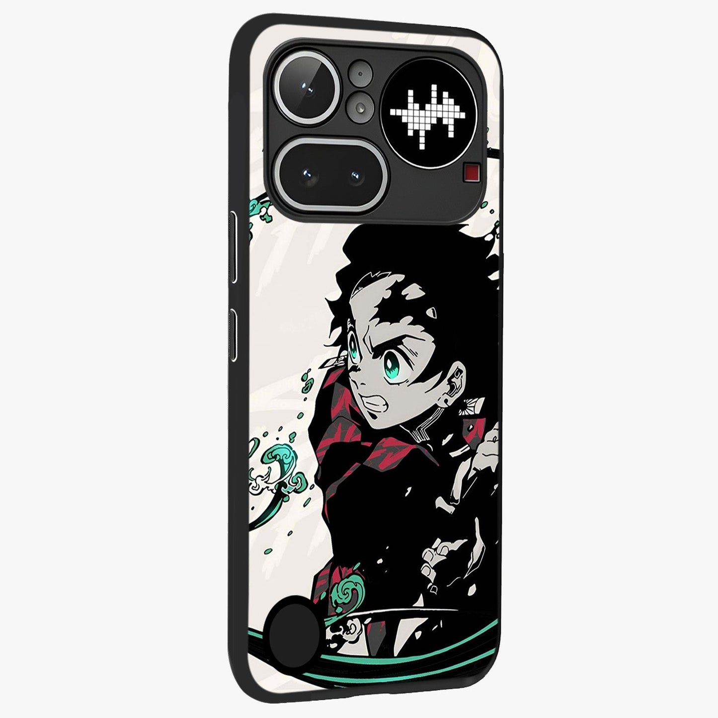 Demon Slayer Glass Case upright view showcasing powerful anime artwork with intense warrior theme.