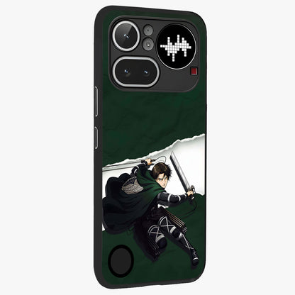 Emerald War Vanguard Glass Case upright view showcasing dramatic warrior artwork with bold fantasy theme.