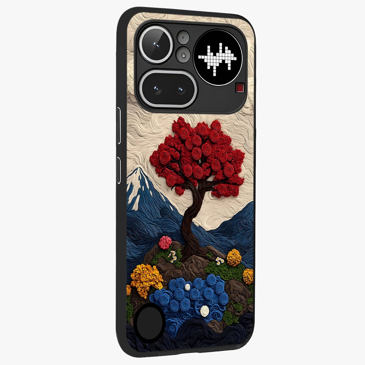 Eternal Nature Tapestry Glass Case upright view showcasing elegant nature tapestry design with decorative style.