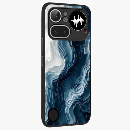 Ethereal Paper Marble Glass Case upright view showcasing smooth marble artwork with refined minimalist theme.