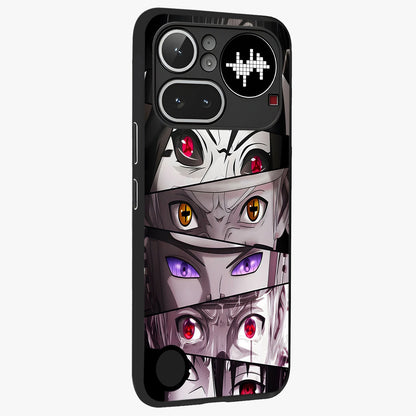 Eyes of Destiny Glass Case upright view showcasing symbolic eye artwork with dramatic artistic theme.