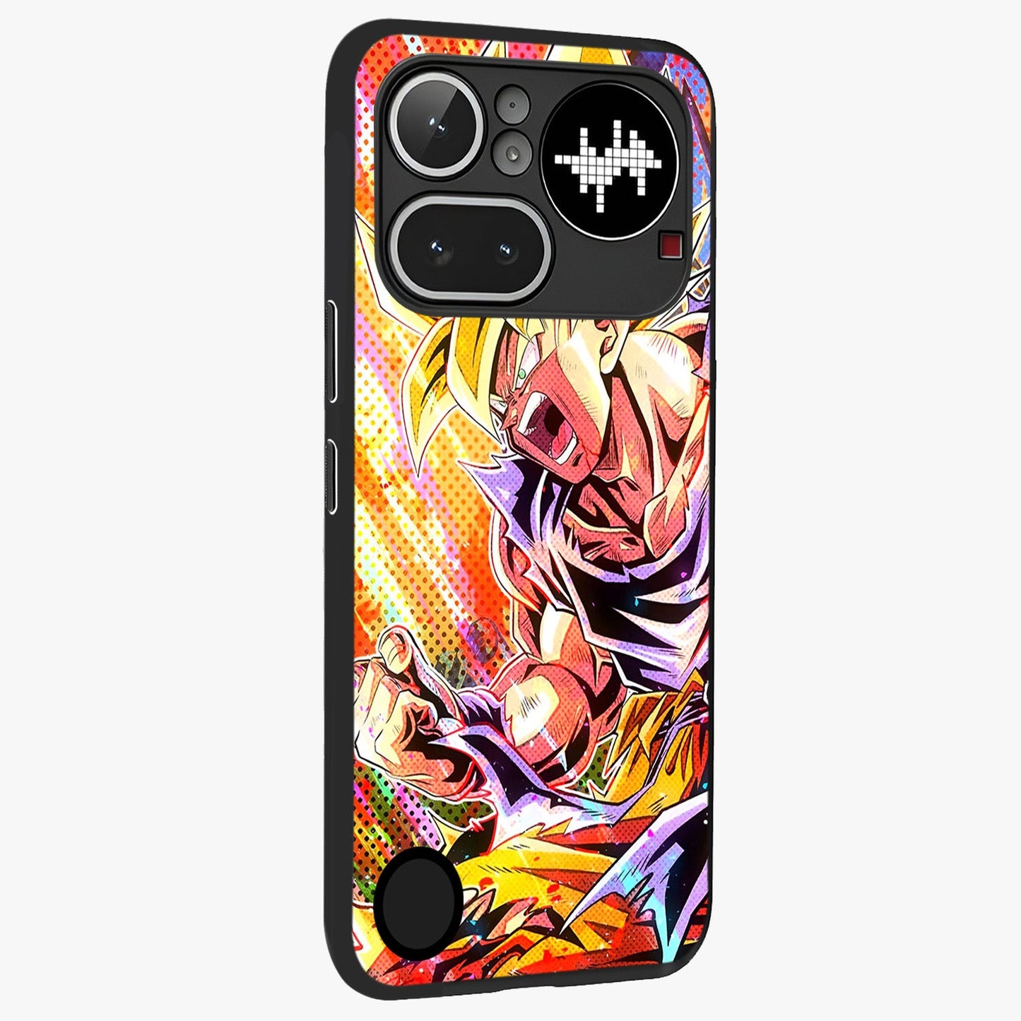 Firing Goku Glass Case upright view showcasing energetic anime artwork with bold warrior theme.