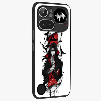 Itachi Limited Edition Naruto Anime Glass Case upright view showcasing intense anime artwork with powerful character theme.