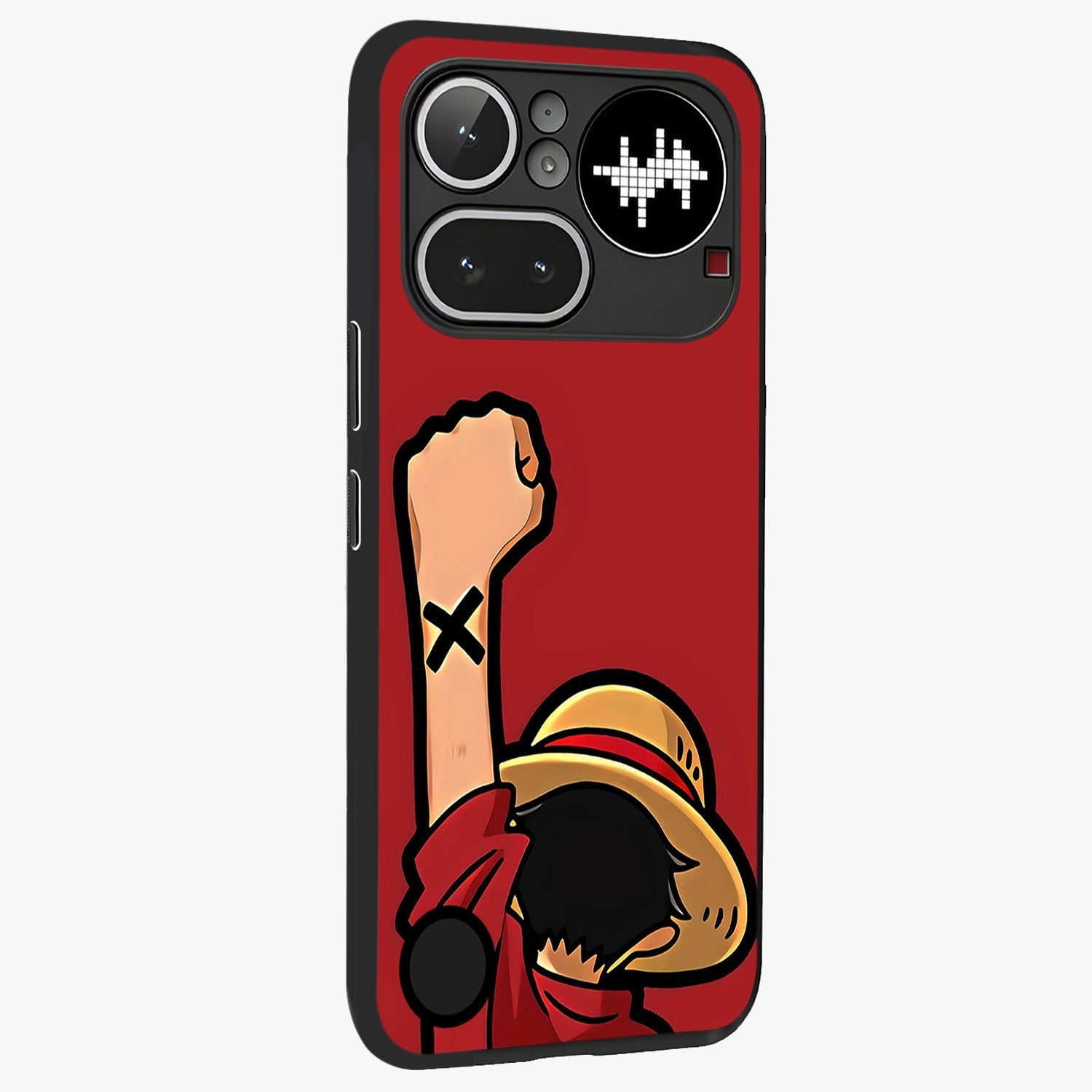 Luffy X Spirit Glass Case upright view showcasing striking anime artwork with adventurous character theme.