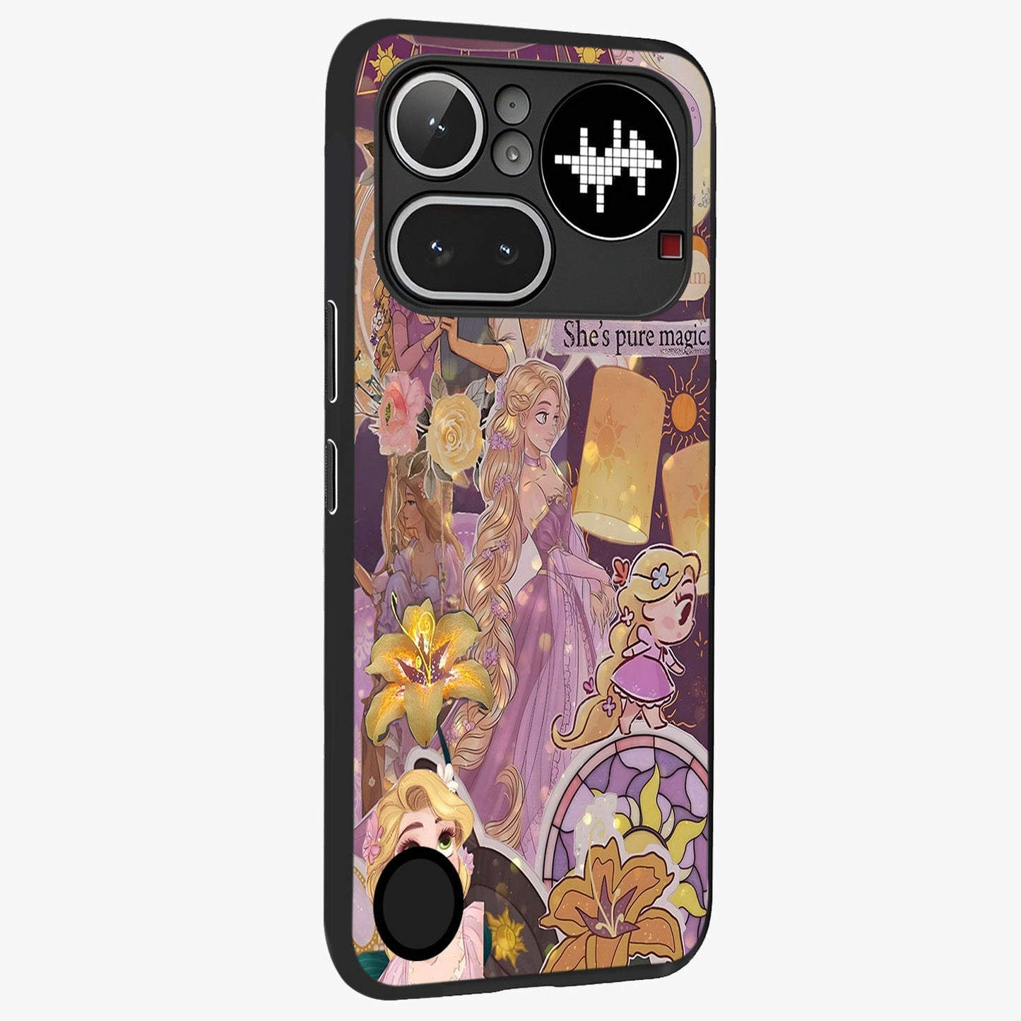 Magical Tangled Dream Glass Case upright view showcasing enchanting artistic artwork with dreamy fantasy theme.