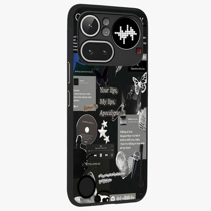 Midnight Love Echo Glass Case upright view showcasing expressive romantic artwork with dreamy midnight theme.