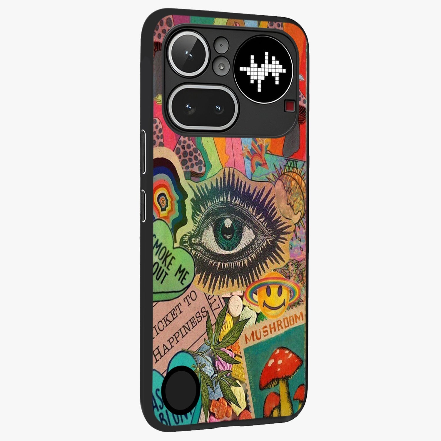 Mystic Eye Wonderland Glass Case upright view showcasing symbolic eye artwork with mysterious fantasy theme.