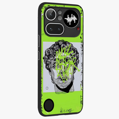 Neo Graffiti Rebellion Glass Case upright view showcasing colorful graffiti artwork with bold modern street style.