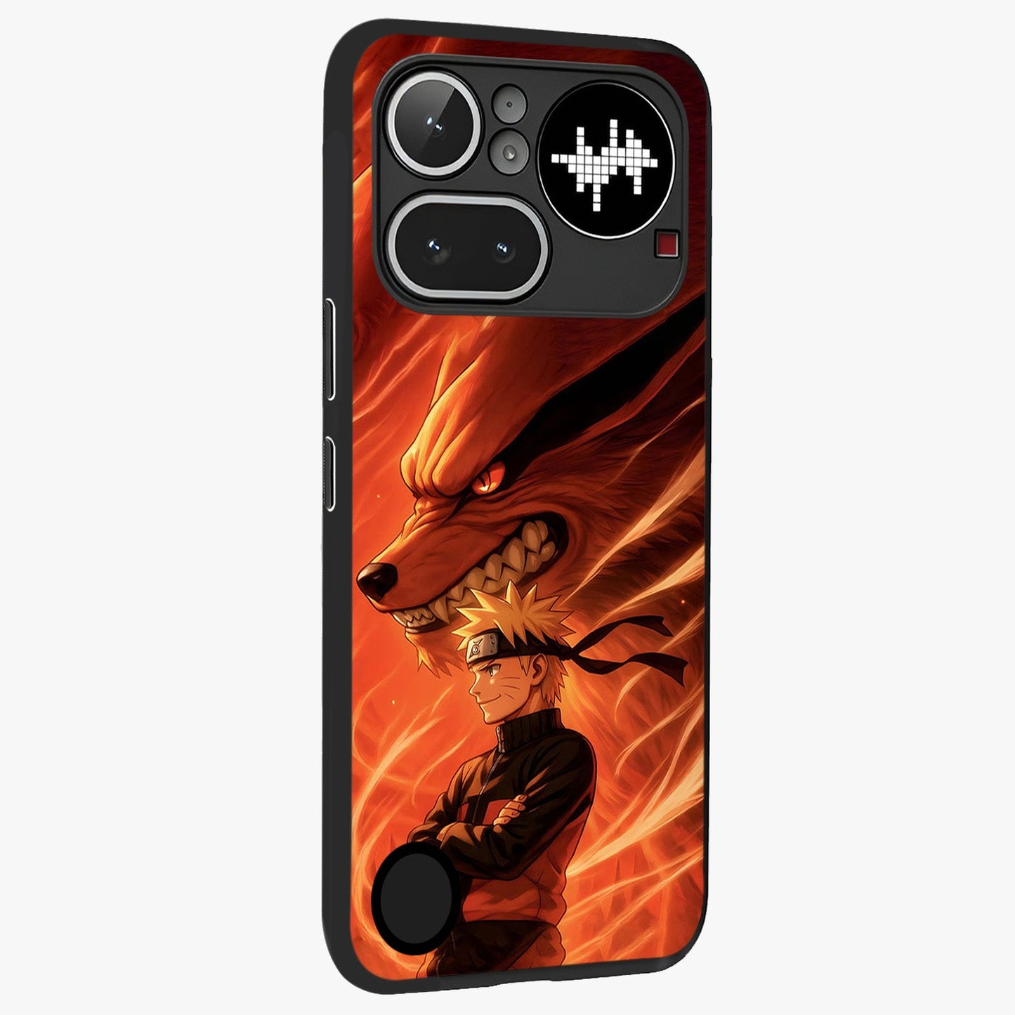 Nine Tails Legacy Glass Case upright view showcasing dramatic nine-tails artwork with intense anime themed design.