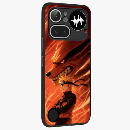 Nine Tails Legacy Glass Case upright view showcasing dramatic nine-tails artwork with intense anime themed design.