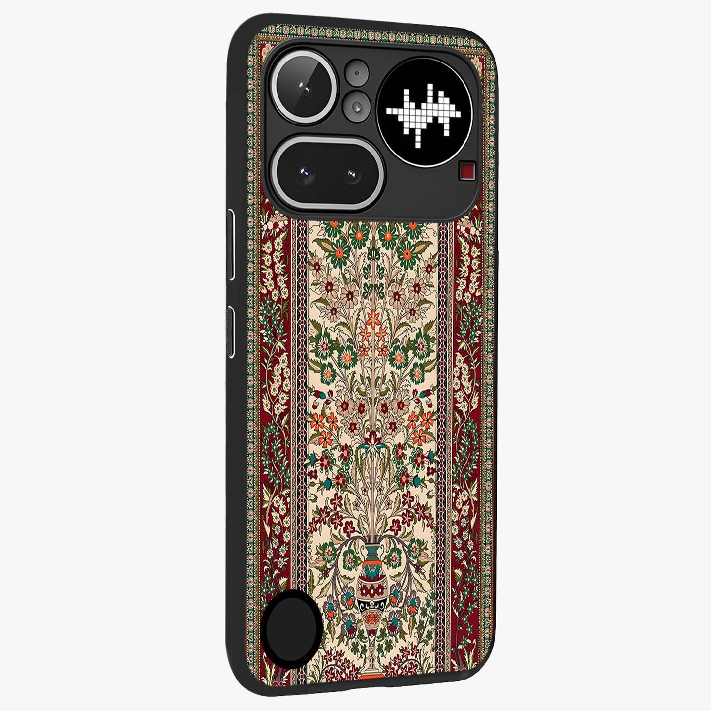 Persian Inspired Glass Case upright view showcasing decorative Persian artwork with rich heritage theme.