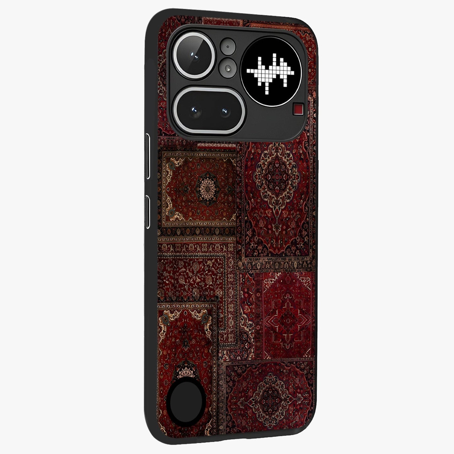 Persian Velvet Tale Glass Case upright view showcasing elegant Persian artwork with classic heritage theme.