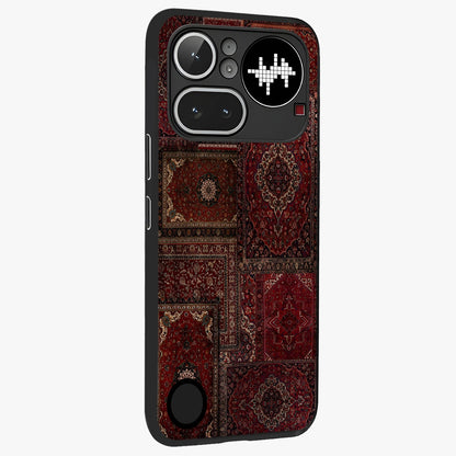 Persian Velvet Tale Glass Case upright view showcasing elegant Persian artwork with classic heritage theme.