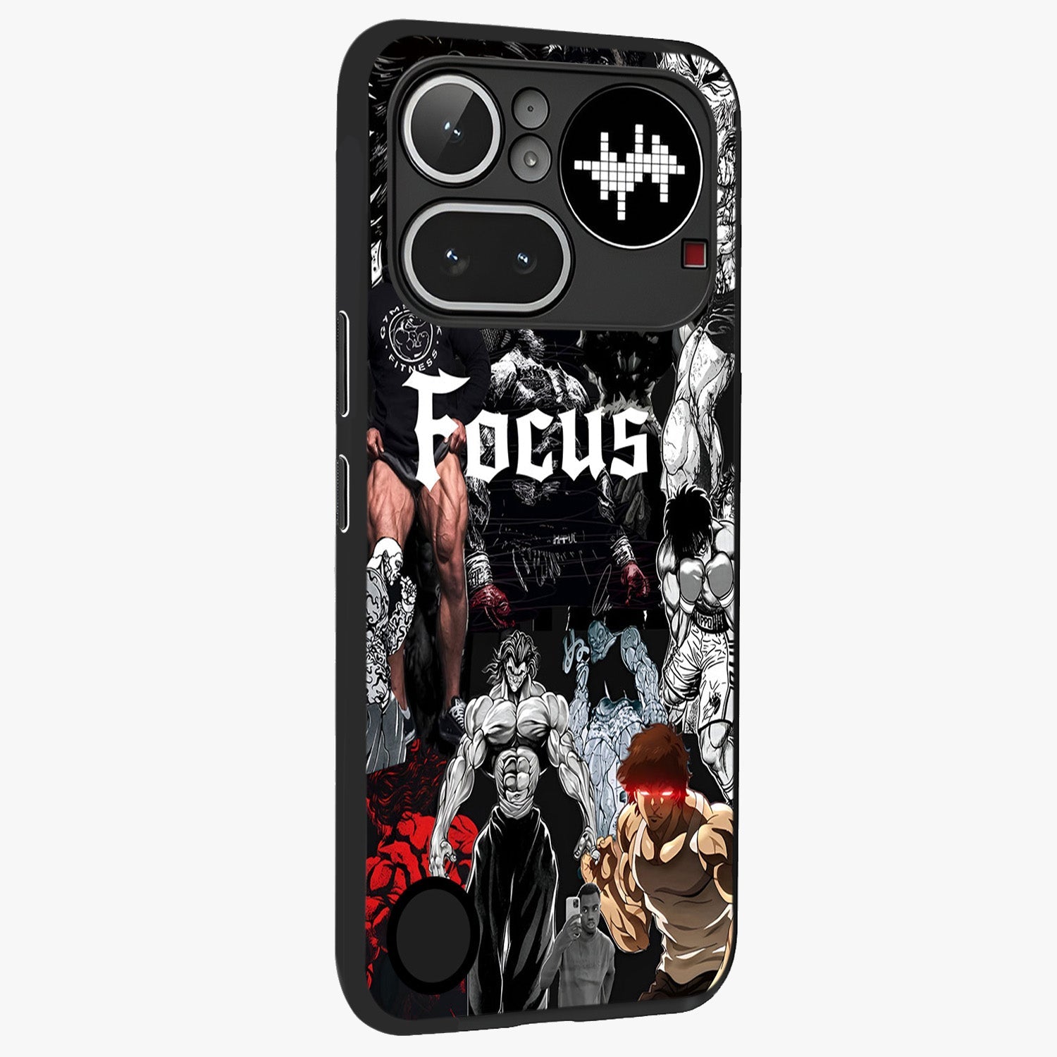 Relentless Power Focus Glass Case upright view showcasing strong inspirational artwork with powerful focus theme.