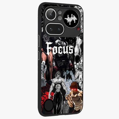 Relentless Power Focus Glass Case upright view showcasing strong inspirational artwork with powerful focus theme.