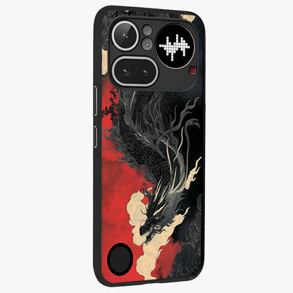 Shadow Dragon Fury Glass Case upright view showcasing intense dragon artwork with dramatic shadow theme.