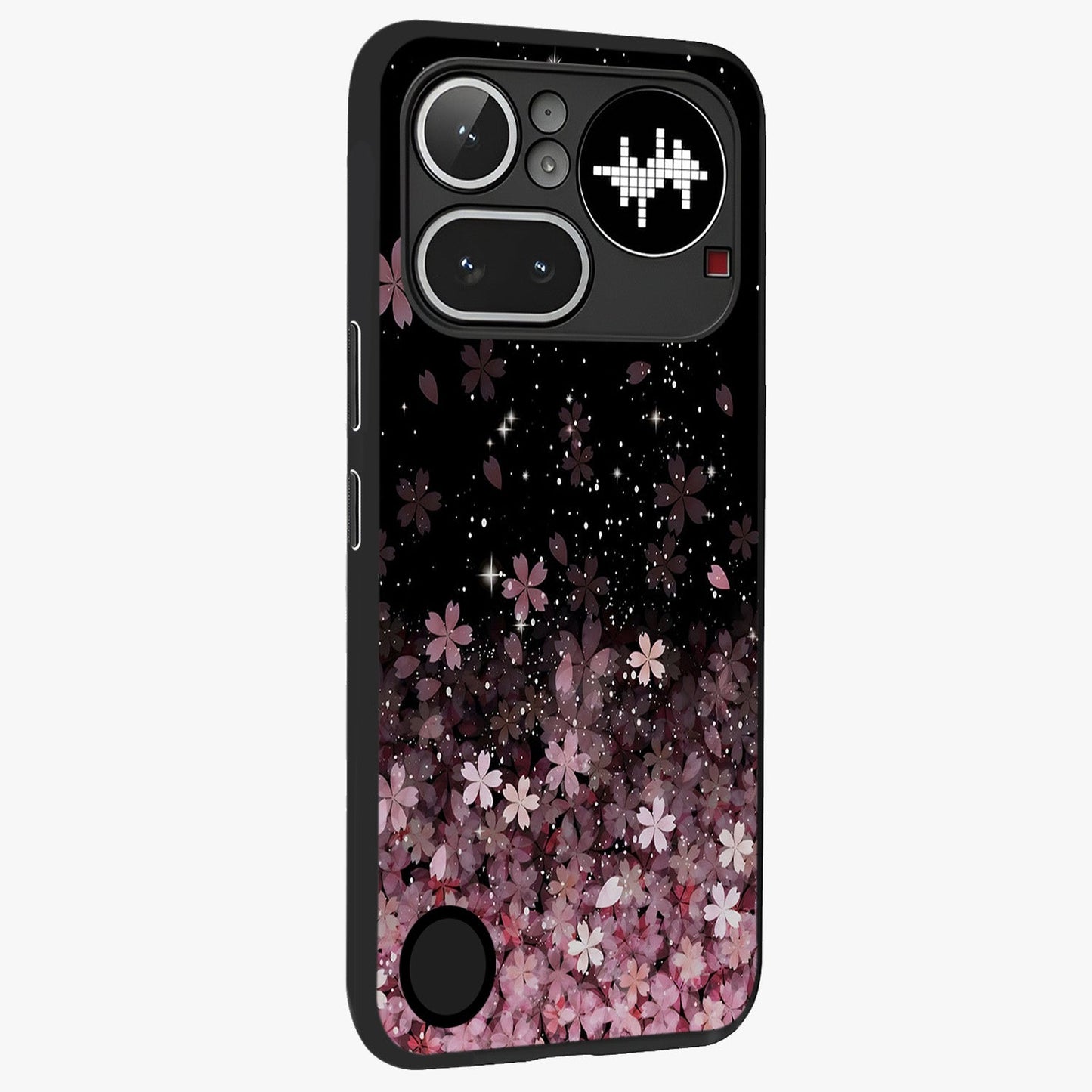 Small Starry Flowers Glass Case upright view showcasing charming floral artwork with dreamy starry theme.