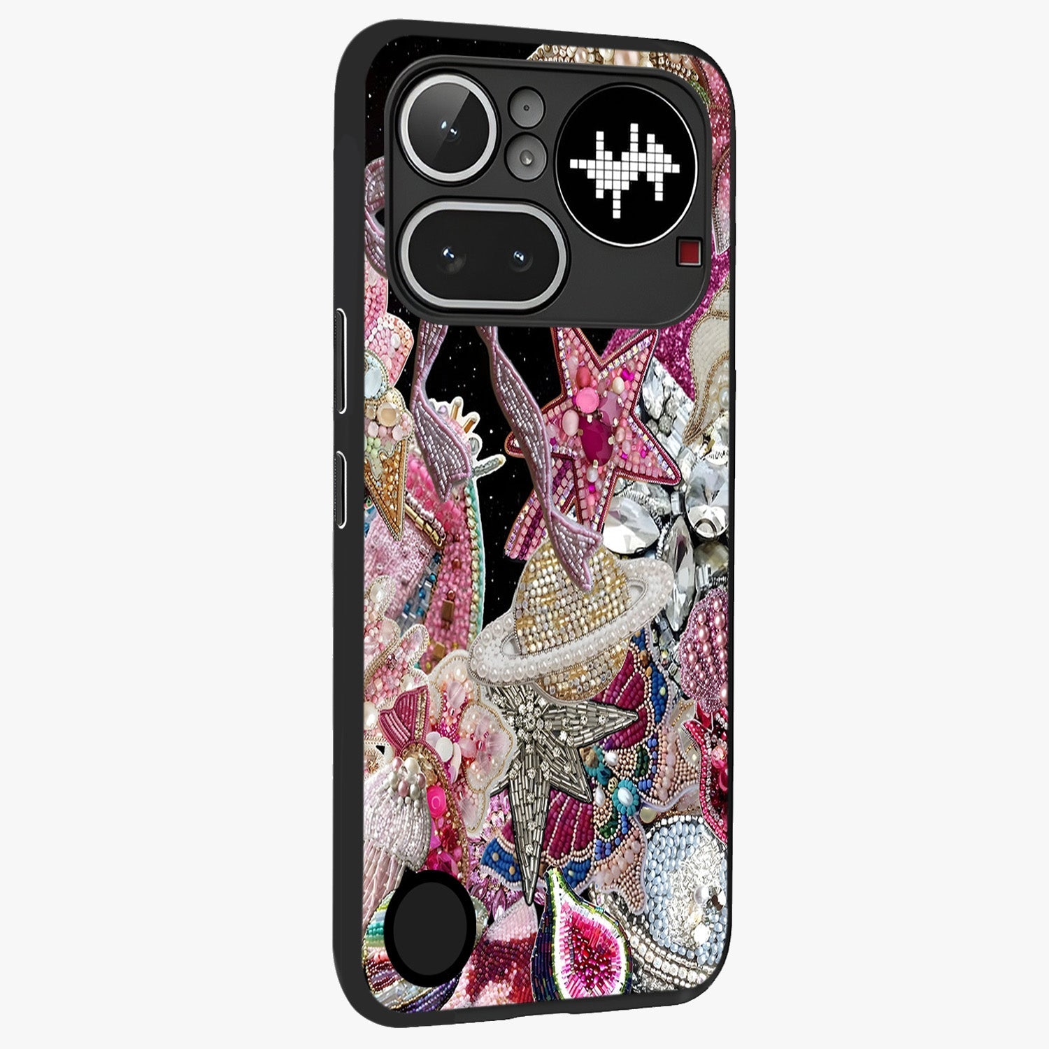 Starlit Jewel Dream Glass Case upright view showcasing radiant star inspired artwork with magical night theme.