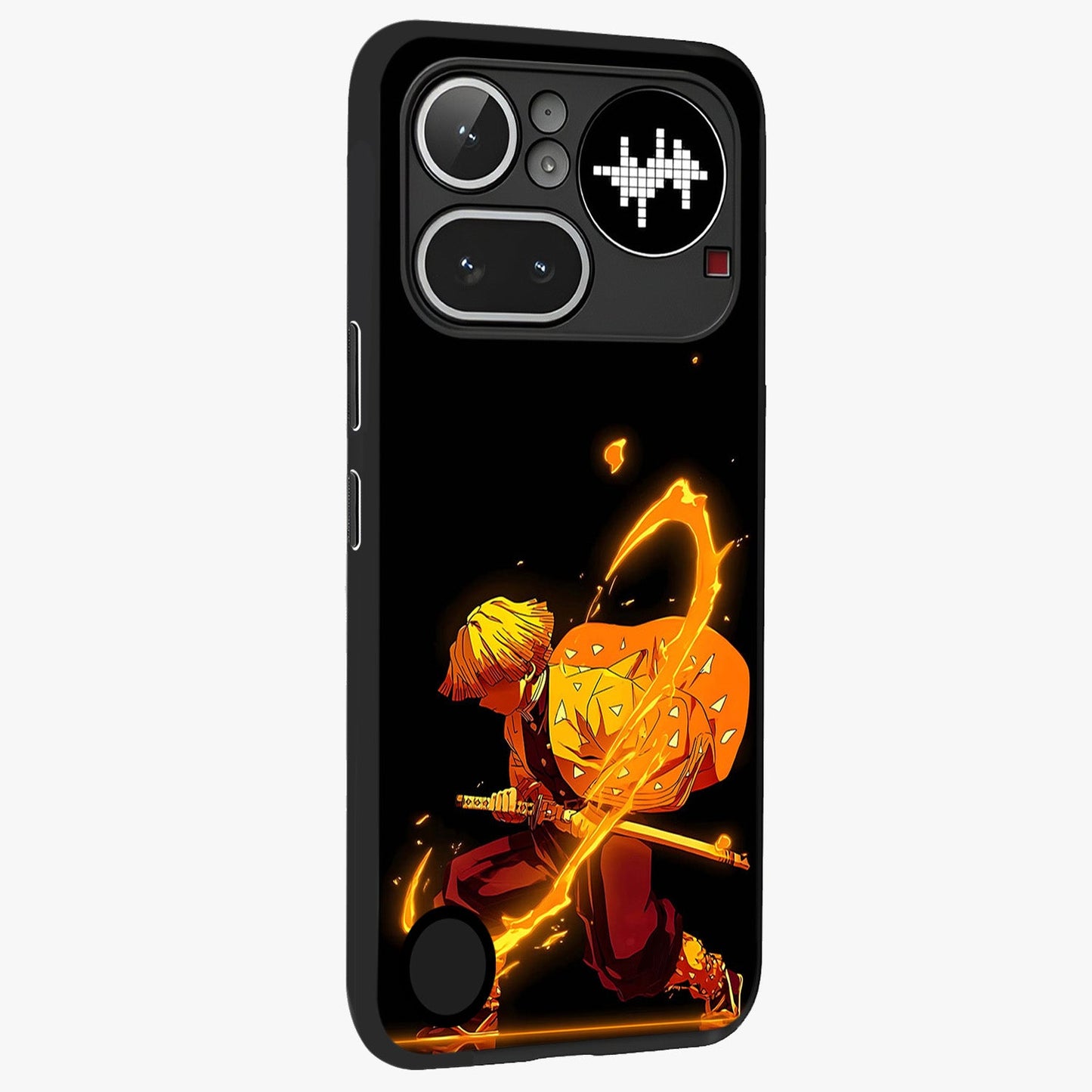 Thunder Flame Execution Glass Case upright view showcasing explosive flame artwork with dynamic action theme.