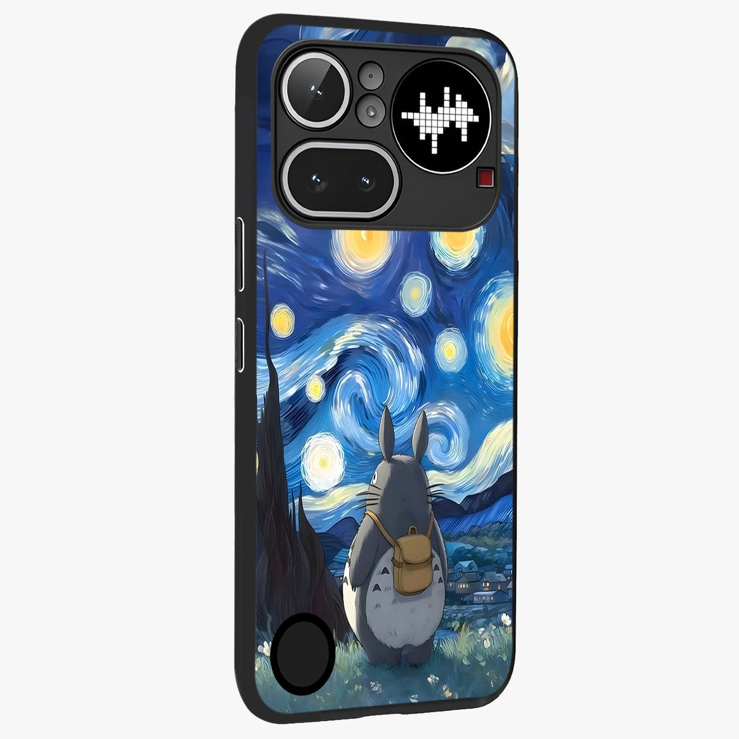 Totoro In Van Gogh Art Glass Case upright view showcasing creative character artwork with painterly artistic theme.