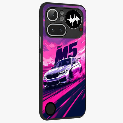 Velocity Drift Pulse Glass Case upright view showcasing powerful racing artwork with energetic motorsport theme.