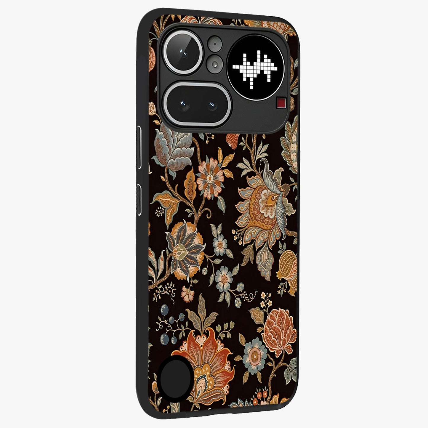 Vintage Floral Dream Glass Case upright view showcasing delicate floral artwork with timeless vintage theme.