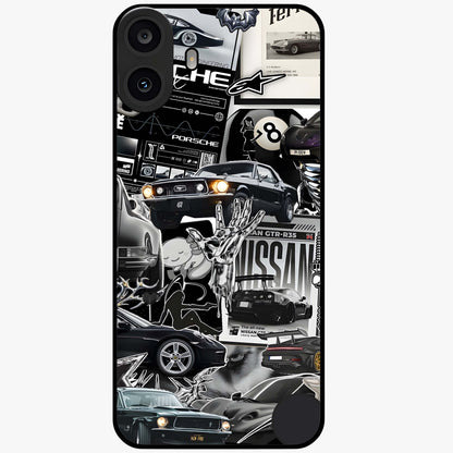 Aesthetic Dark Love Glass Case showing flat back view with dark romantic artwork and glossy glass finish.
