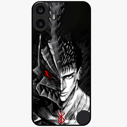 Berserker Blood Oath Glass Case showing flat back view with fierce warrior inspired artwork and glossy glass finish.