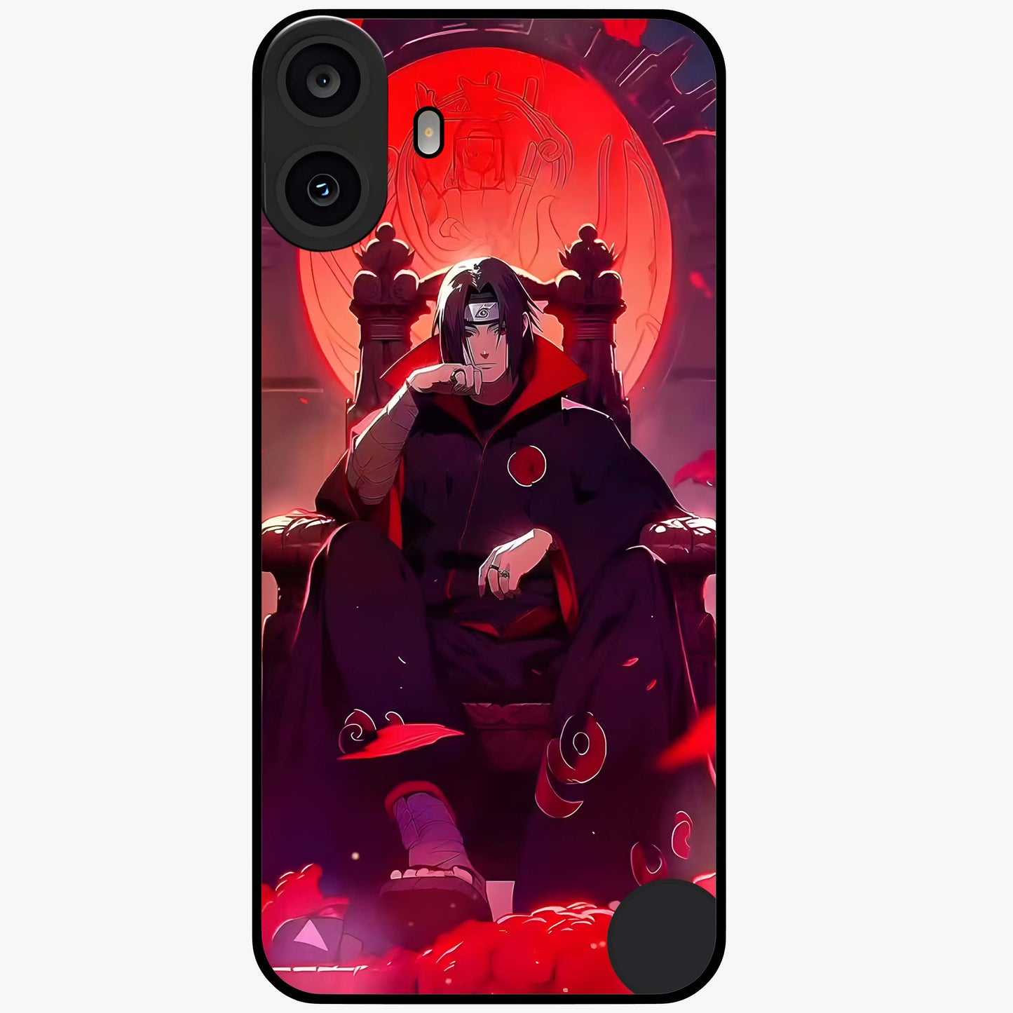 Blood Moon Sovereign Glass Case showing flat back view with mystical blood moon artwork and glossy glass finish.