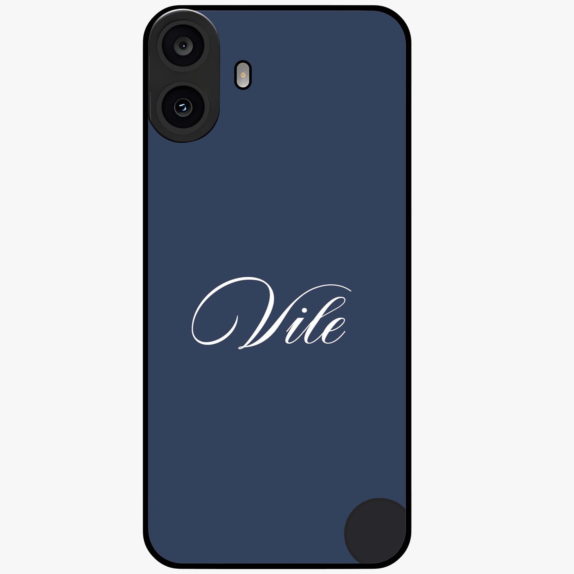 Blue Background Personalized Custom Name Glass Case showing flat back view with minimal blue background and custom name design.