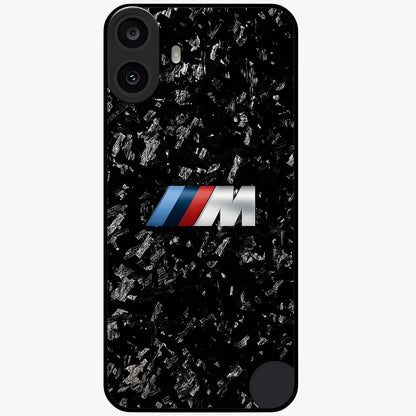 Carbon Speed Mark Glass Case showing flat back view with sporty carbon pattern artwork and glossy glass finish.