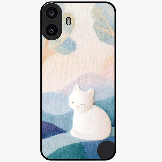 Cotton Dream Cat Glass Case showing flat back view with soft dreamy cat artwork and glossy glass finish.