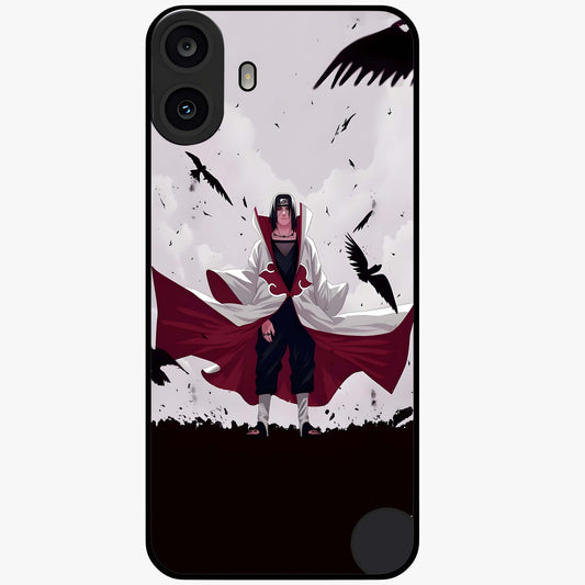 Crimson Crow Ascension Glass Case showing flat back view with mystical crow artwork and glossy glass finish.