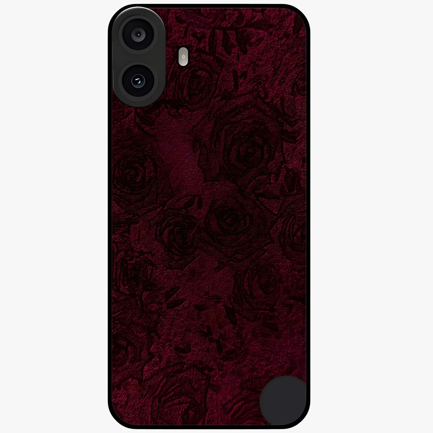 Crimson Fade Flow Glass Case showing flat back view with flowing crimson gradient artwork and glossy glass finish.