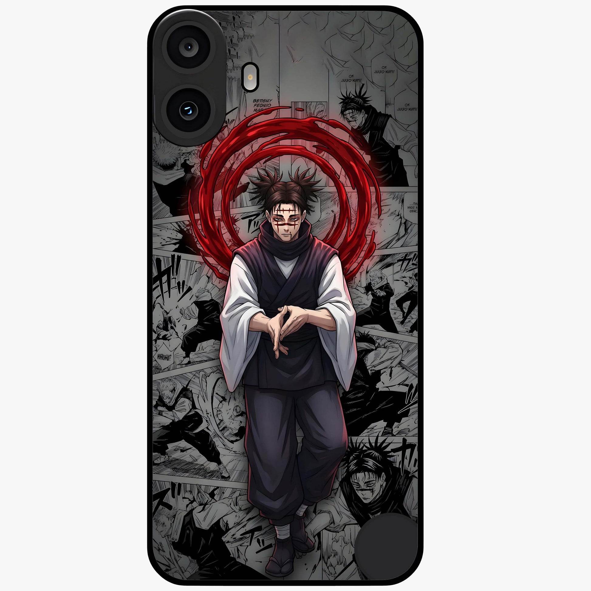 Cursed Ritual Ascension Glass Case showing flat back view with dark ritual themed artwork and glossy glass finish.