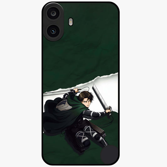 Emerald War Vanguard Glass Case showing flat back view with powerful warrior themed artwork and glossy glass finish.