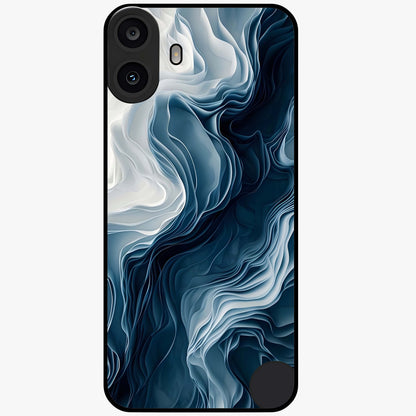 Ethereal Paper Marble Glass Case showing flat back view with soft marble paper texture artwork and glossy glass finish.