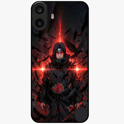 Focused Blade Discipline Glass Case showing flat back view with warrior sword themed artwork and glossy glass finish.