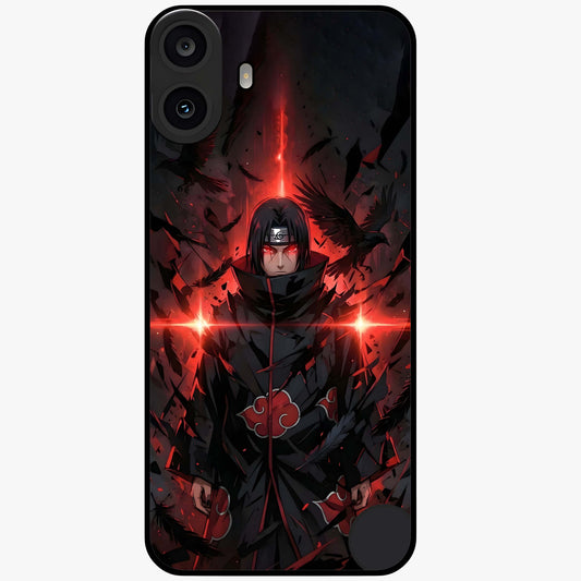 Focused Blade Discipline Glass Case showing flat back view with warrior sword themed artwork and glossy glass finish.