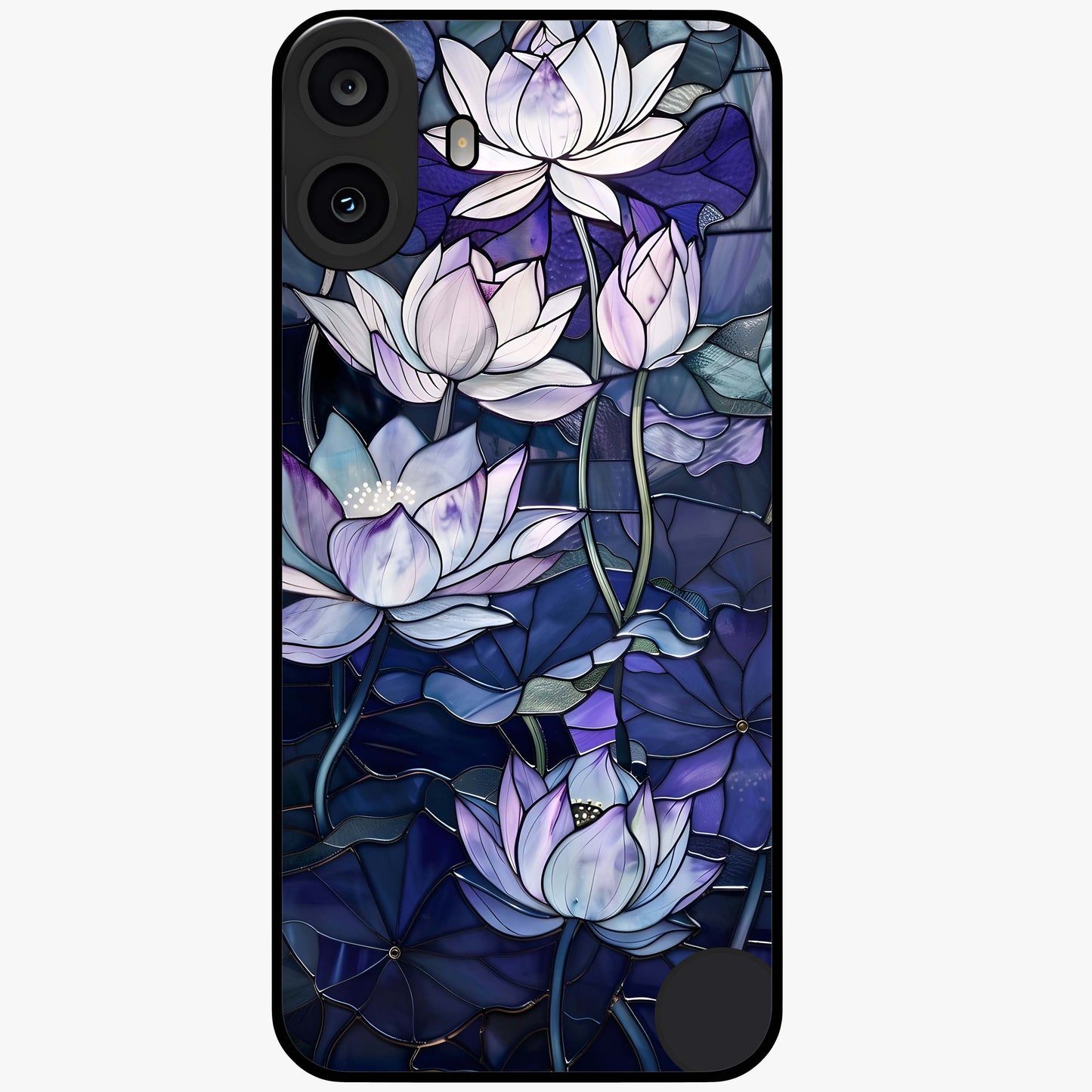 Gloss Petal Rush Glass Case showing flat back view with glossy flower petal artwork and smooth glass finish.