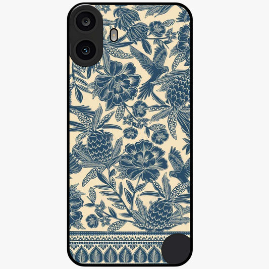 Heirloom Wild Bloom Glass Case showing flat back view with vintage inspired wild flower artwork and glossy glass finish.