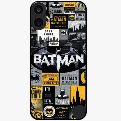 Knight Gotham Rise Glass Case showing flat back view with dark hero inspired artwork and glossy glass finish.
