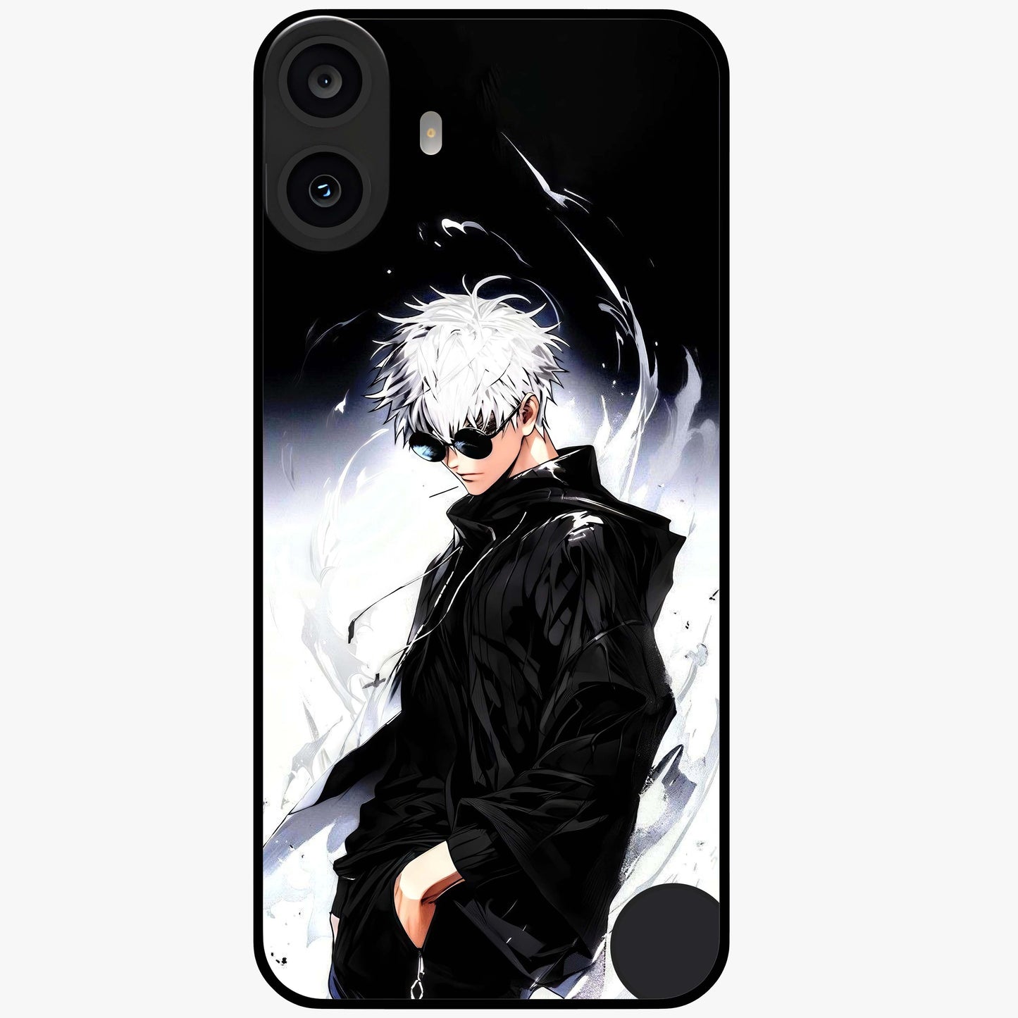 Limitless Shadow King Glass Case showing flat back view with powerful shadow warrior artwork and glossy glass finish.